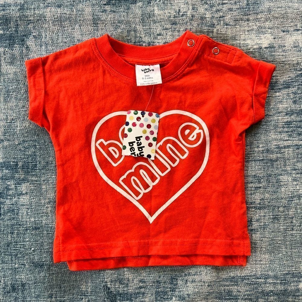 NWT! Baby Berry Orange Heart Be Mine Tee Size 000 0-3 Months